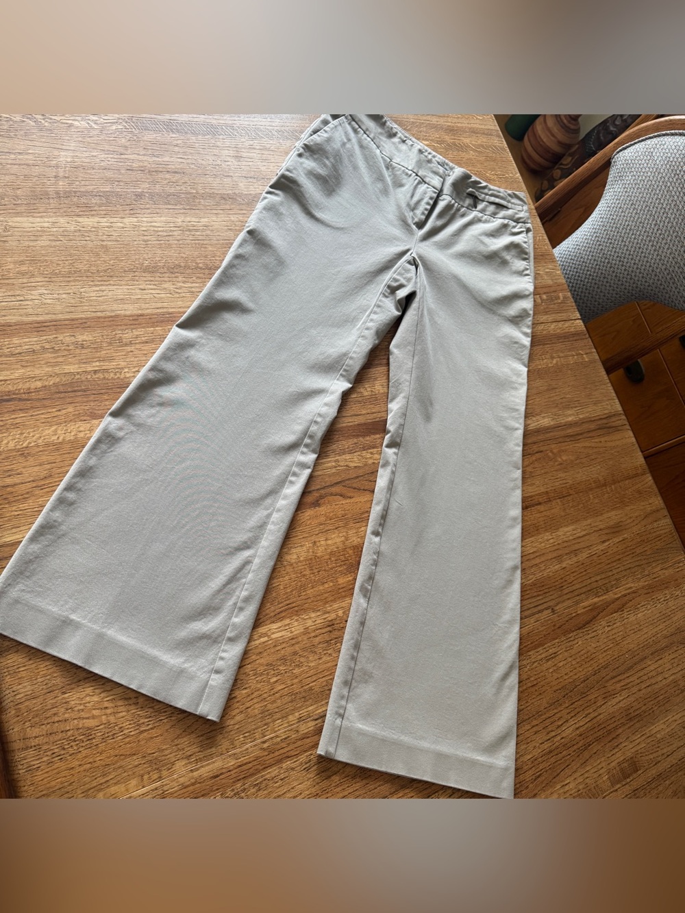 Ann Taylor Petites Tan Khaki Wide Leg Trousers Size 6P Stretch Cotton